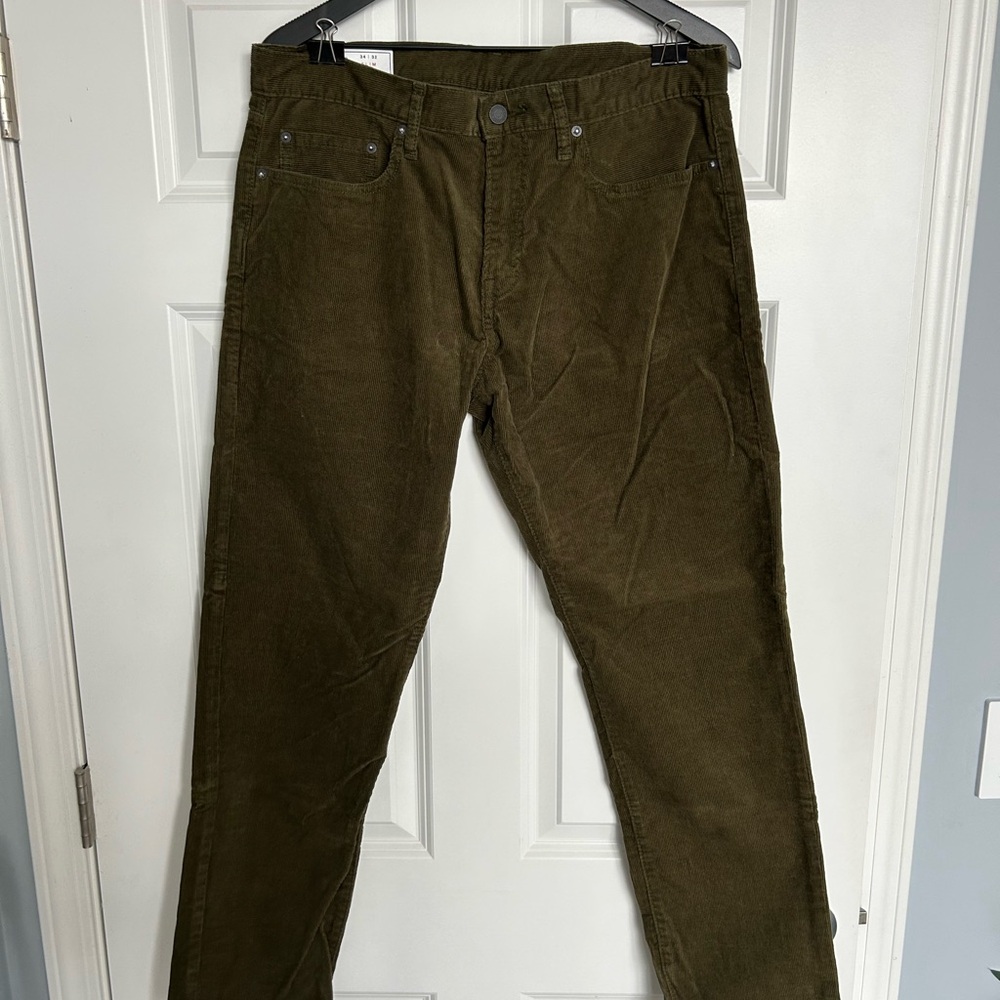Gap Men's Olive Green Corduroy Pants Slim